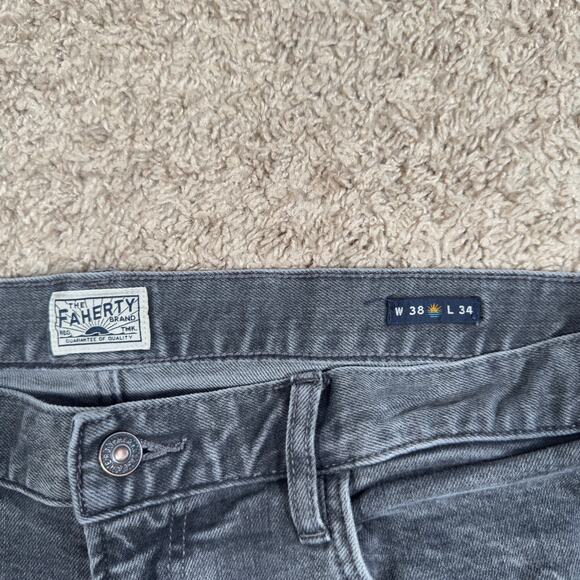 Faherty Men's Stretch Terry 5 Pocket Black Jeans Size 38x34 - Picture 3 of 11